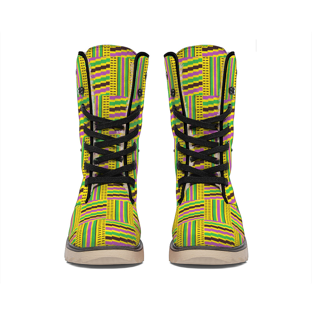 Ghana Kente Pattern Print Winter Boots