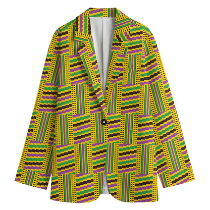 Ghana Kente Pattern Print Women's Blazer