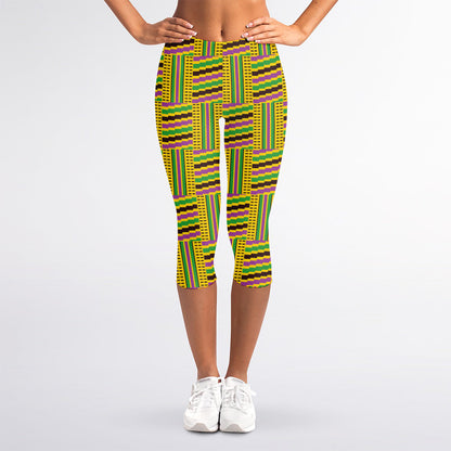 Ghana Kente Pattern Print Women's Capri Leggings