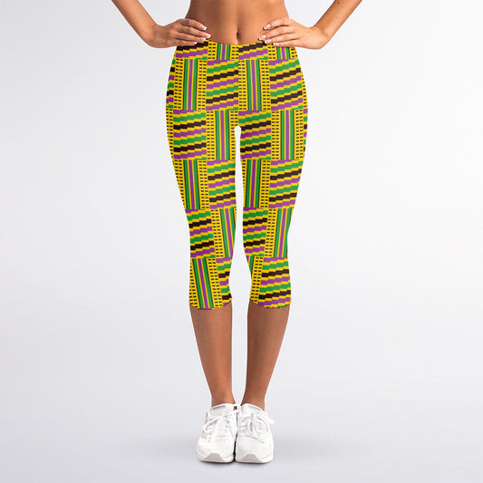 Ghana Kente Pattern Print Women's Capri Leggings