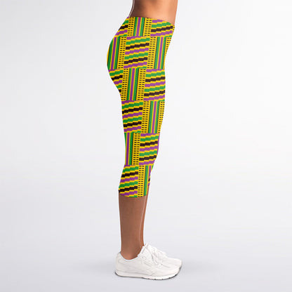 Ghana Kente Pattern Print Women's Capri Leggings