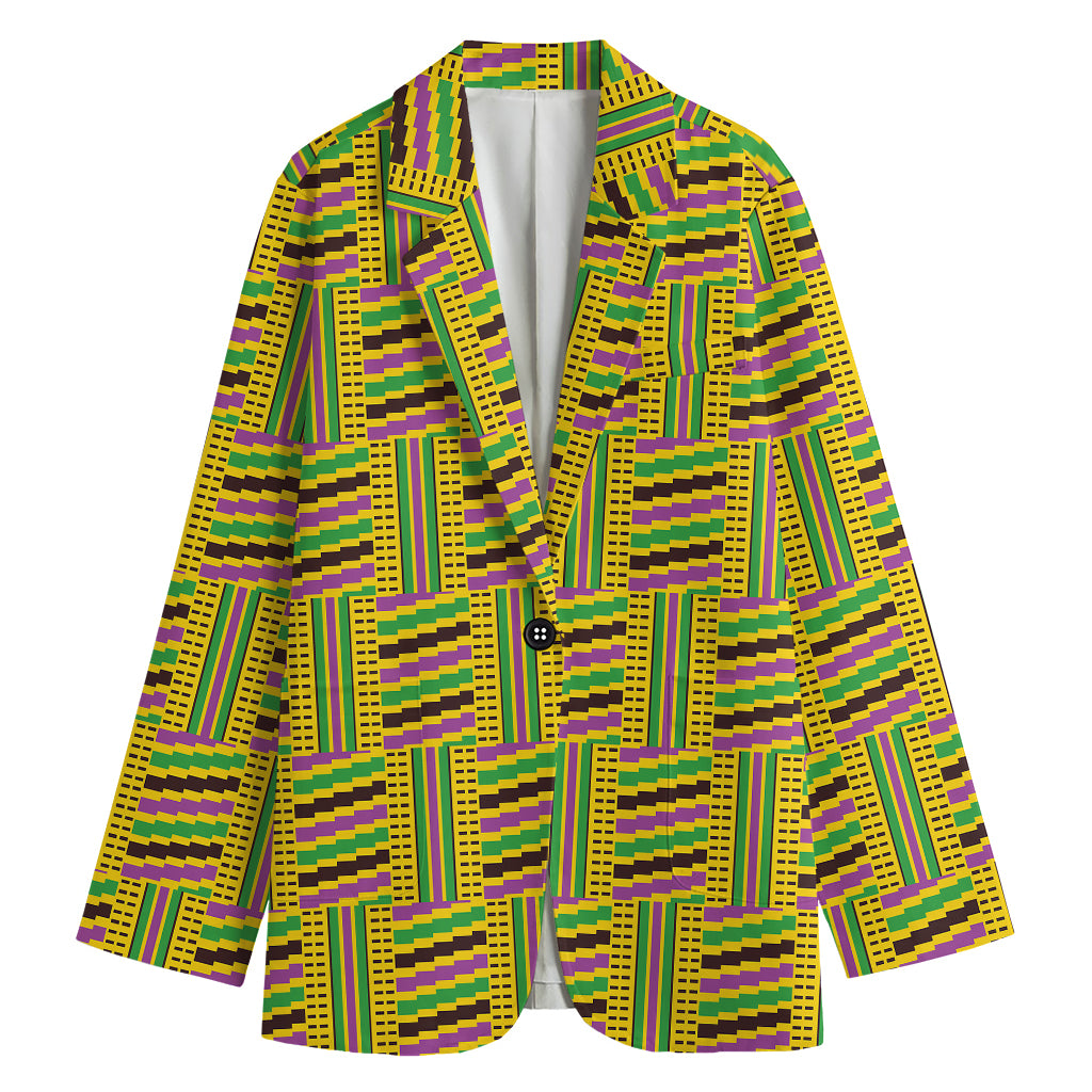 Ghana Kente Pattern Print Women's Cotton Blazer
