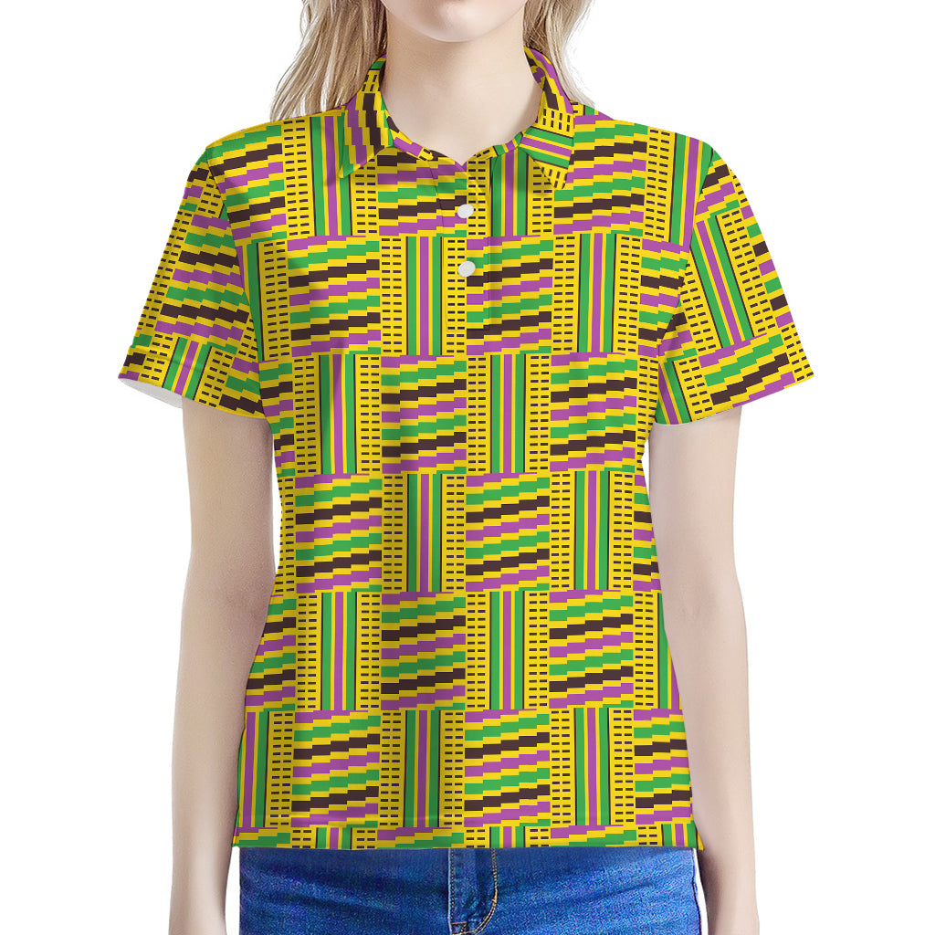 Ghana Kente Pattern Print Women's Polo Shirt