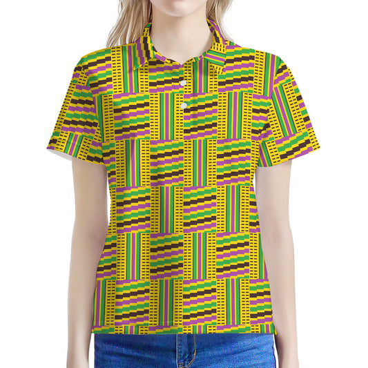 Ghana Kente Pattern Print Women's Polo Shirt