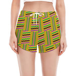 Ghana Kente Pattern Print Women's Split Running Shorts