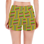 Ghana Kente Pattern Print Women's Split Running Shorts