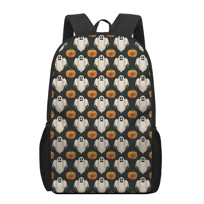 Ghost And Pumpkin Pattern Print 17 Inch Backpack