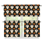 Ghost And Pumpkin Pattern Print 3 Piece Kitchen Curtains
