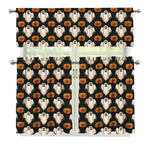 Ghost And Pumpkin Pattern Print 3 Piece Kitchen Curtains