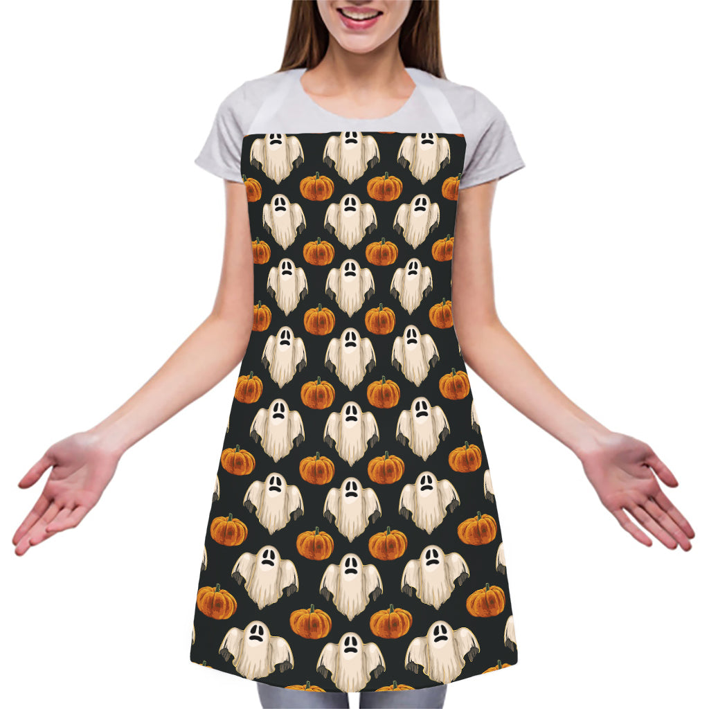 Ghost And Pumpkin Pattern Print Adjustable Apron