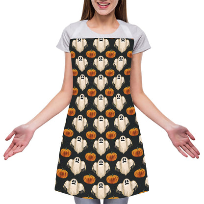 Ghost And Pumpkin Pattern Print Adjustable Apron