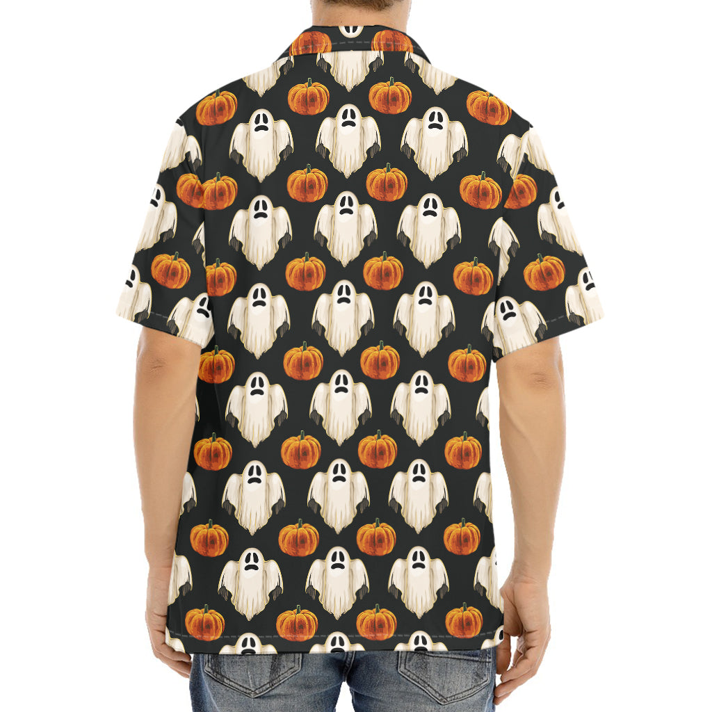 Ghost And Pumpkin Pattern Print Aloha Shirt