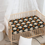 Ghost And Pumpkin Pattern Print Baby Crib Sheet