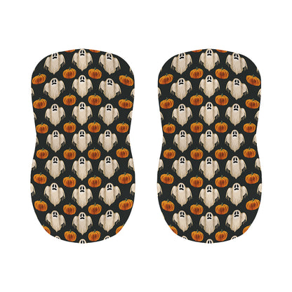 Ghost And Pumpkin Pattern Print Bar Stool Covers