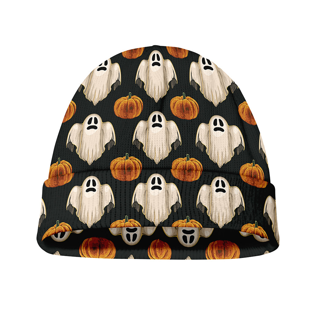 Ghost And Pumpkin Pattern Print Beanie