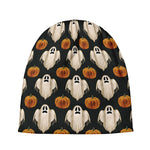 Ghost And Pumpkin Pattern Print Beanie