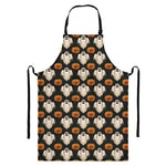 Ghost And Pumpkin Pattern Print Bib Apron With Pocket