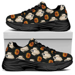 Ghost And Pumpkin Pattern Print Black Chunky Shoes