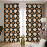 Ghost And Pumpkin Pattern Print Blackout Pencil Pleat Curtains