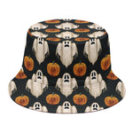 Ghost And Pumpkin Pattern Print Bucket Hat