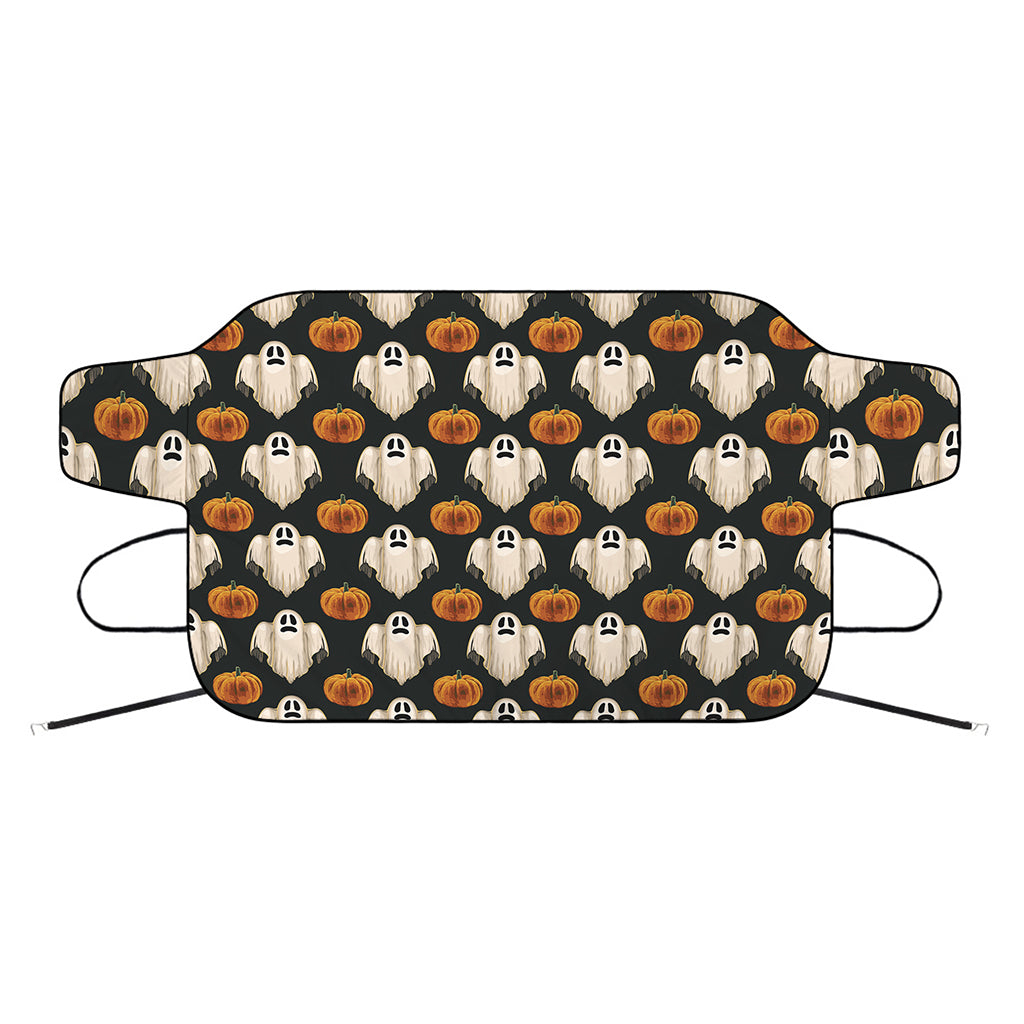 Ghost And Pumpkin Pattern Print Car Windshield Snow Cover