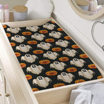 Ghost And Pumpkin Pattern Print Changing Pad Cover