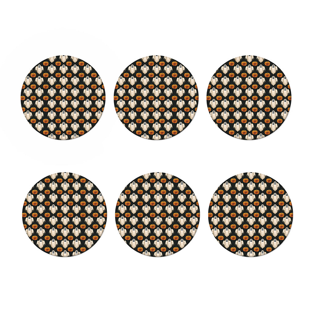 Ghost And Pumpkin Pattern Print Coaster Set
