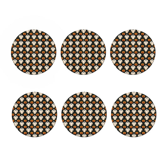 Ghost And Pumpkin Pattern Print Coaster Set
