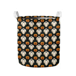 Ghost And Pumpkin Pattern Print Collapsible Laundry Basket