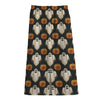 Ghost And Pumpkin Pattern Print Cotton Front Slit Maxi Skirt