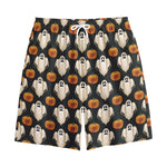 Ghost And Pumpkin Pattern Print Cotton Shorts