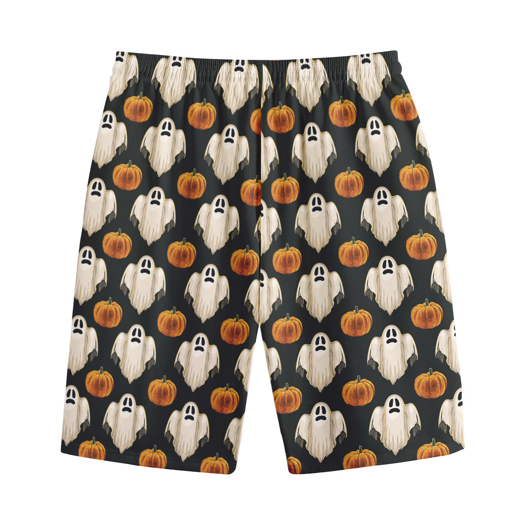 Ghost And Pumpkin Pattern Print Cotton Shorts