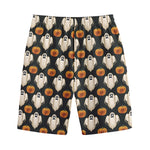 Ghost And Pumpkin Pattern Print Cotton Shorts