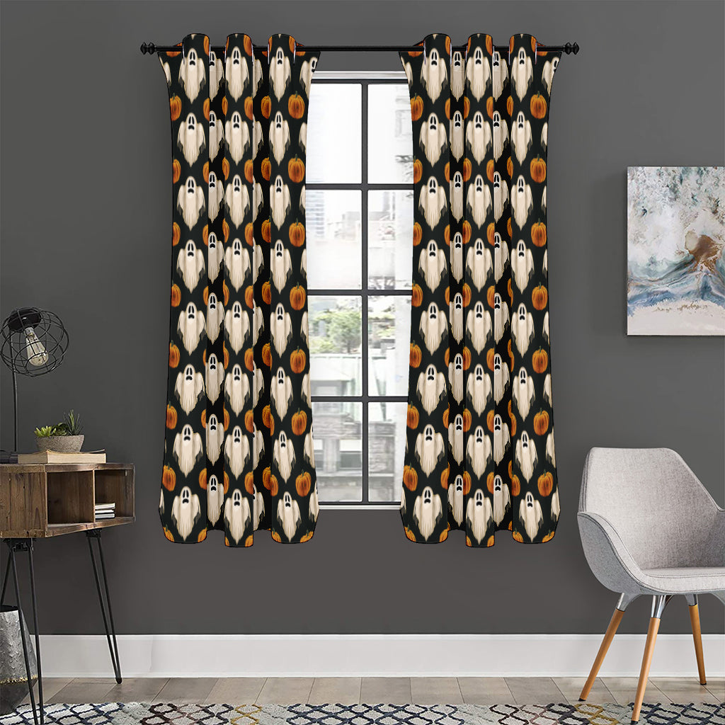 Ghost And Pumpkin Pattern Print Curtain