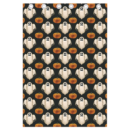 Ghost And Pumpkin Pattern Print Curtain