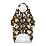 Ghost And Pumpkin Pattern Print Dog Zip Up Hoodie