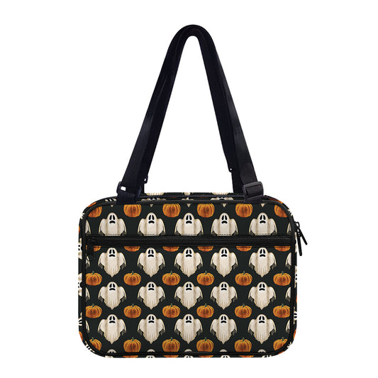 Ghost And Pumpkin Pattern Print Double Strap Bible Bag
