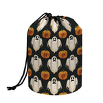 Ghost And Pumpkin Pattern Print Drawstring Makeup Bag