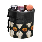 Ghost And Pumpkin Pattern Print Drawstring Makeup Bag