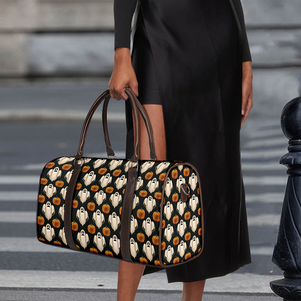 Ghost And Pumpkin Pattern Print Duffle Bag