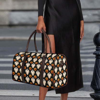 Ghost And Pumpkin Pattern Print Duffle Bag