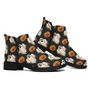 Ghost And Pumpkin Pattern Print Flat Ankle Boots