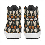 Ghost And Pumpkin Pattern Print High Top Leather Sneakers