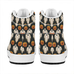 Ghost And Pumpkin Pattern Print High Top Leather Sneakers