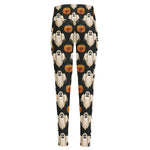 Ghost And Pumpkin Pattern Print High-Waisted Pocket Leggings