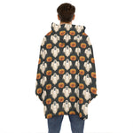 Ghost And Pumpkin Pattern Print Hoodie Blanket