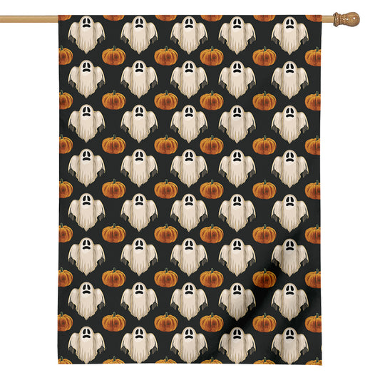 Ghost And Pumpkin Pattern Print House Flag