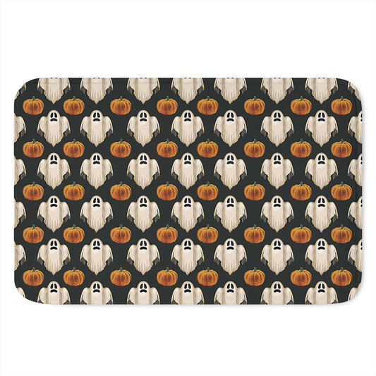 Ghost And Pumpkin Pattern Print Indoor Door Mat