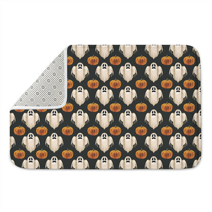 Ghost And Pumpkin Pattern Print Indoor Door Mat