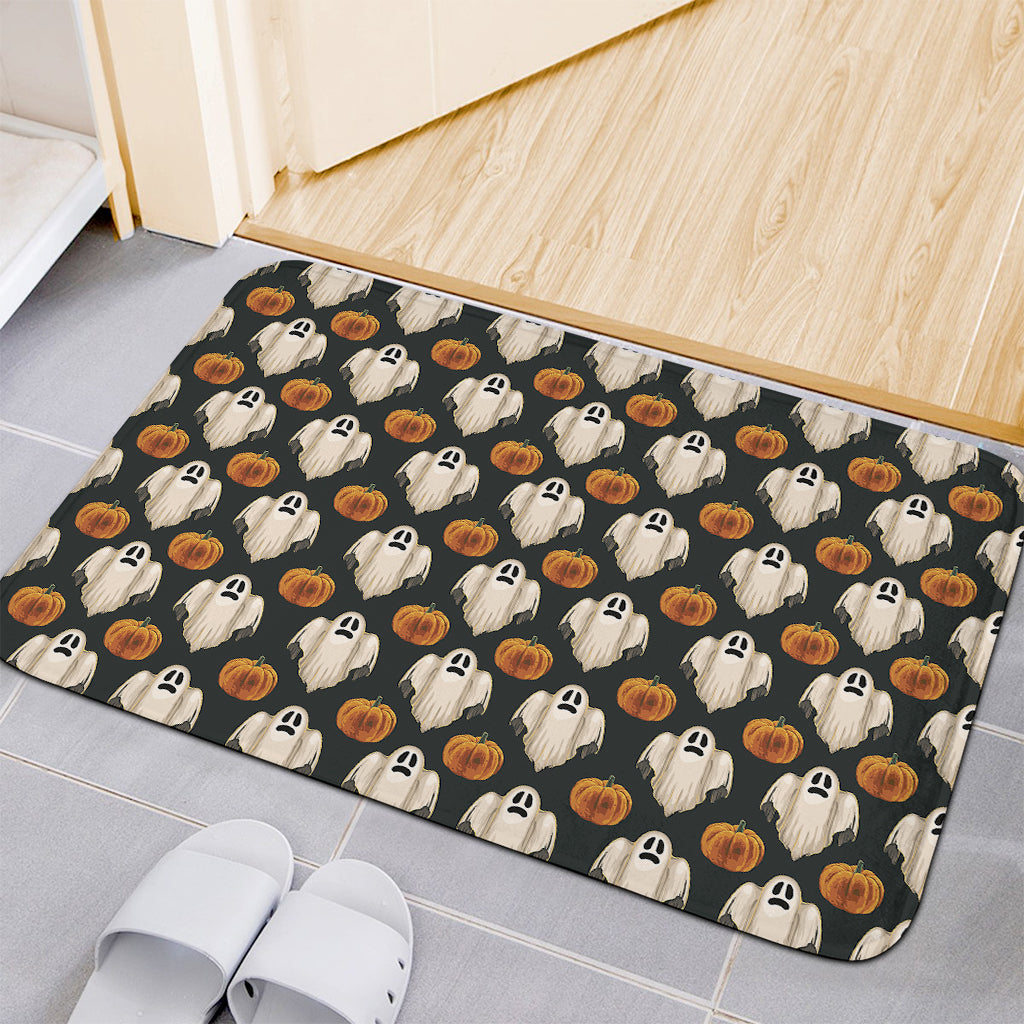 Ghost And Pumpkin Pattern Print Indoor Door Mat